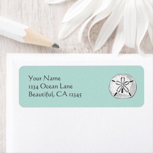 Vintager Sand Dollar auf Aqua Seashell Beach Addre (Insitu)