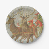 Vintager Sankt Sleigh Pappteller (Vorderseite)