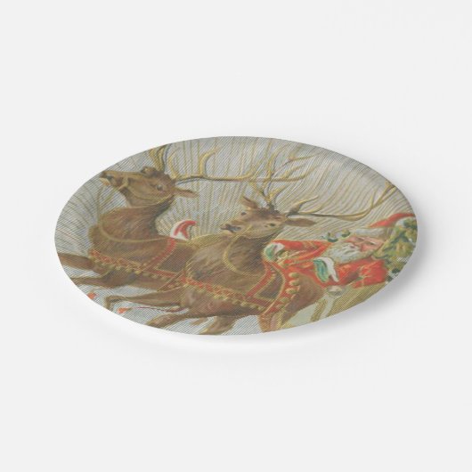 Vintager Sankt Sleigh Pappteller (Schrägansicht)