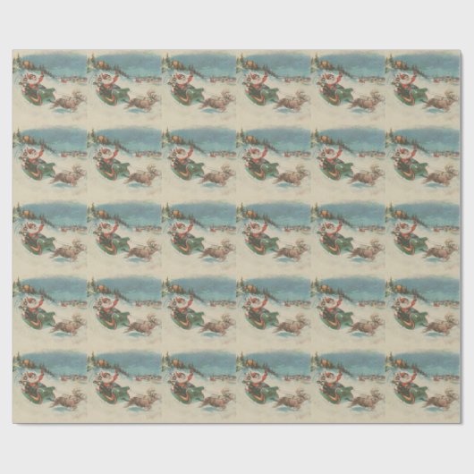 Vintager Sankt Sleigh und Ren Geschenkpapier (Flach)