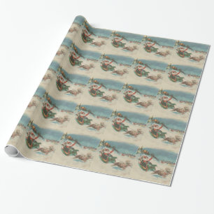 Vintager Sankt Sleigh und Ren Geschenkpapier
