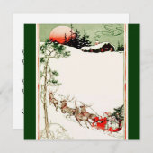 Vintager SanktSleigh und -ren im Schnee Einladung (Vorne/Hinten)