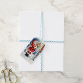 Vintager Santa 3 Geschenkanhänger (Mit Garn)