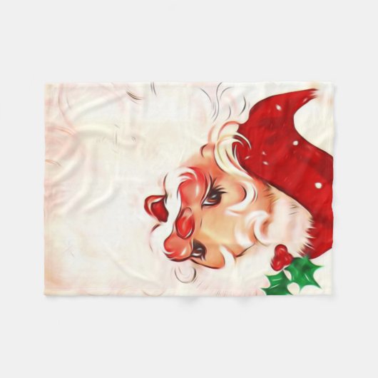 Vintager Santa 4 Fleecedecke (Vorderseite (Horizontal))