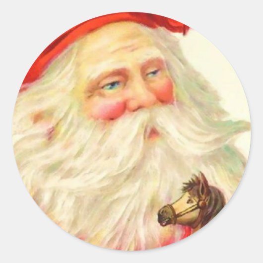 Vintager Santa-Aufkleber Runder Aufkleber (Vorderseite)