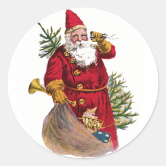 Vintager Santa-Aufkleber Runder Aufkleber