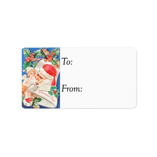 Vintager Santa Bell-Geschenktag Adressaufkleber (Vorne)