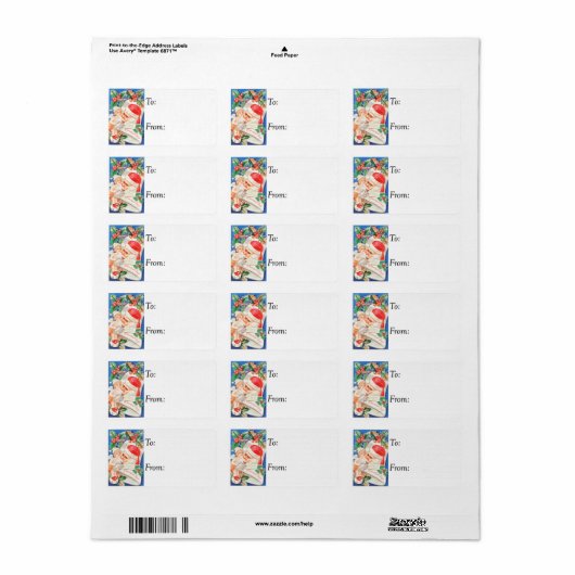 Vintager Santa Bell-Geschenktag Adressaufkleber (Vorne)