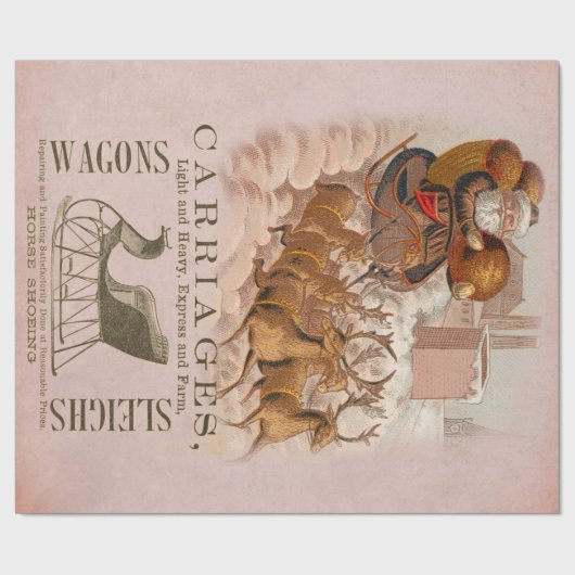 Vintager Santa Carriages Ephemera Decoupage Geschenkpapier