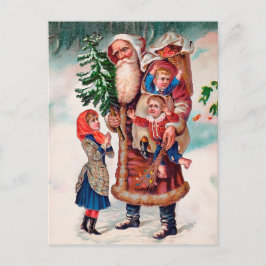 Vintager Santa CatCard Kinderwunsch Postkarte