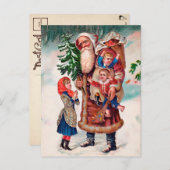 Vintager Santa CatCard Kinderwunsch Postkarte (Vorne/Hinten)