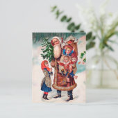 Vintager Santa CatCard Kinderwunsch Postkarte (Stehend Vorderseite)