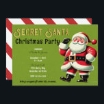 Vintager Santa Claus Green Secret Santa Party Einladung<br><div class="desc">Anpassen für jedes Ereignis</div>