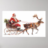 Vintager Santa-Claus im Schnee Poster (Vorne)