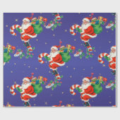Vintager Santa Claus Muster Retro Weihnachten Geschenkpapier (Flach)