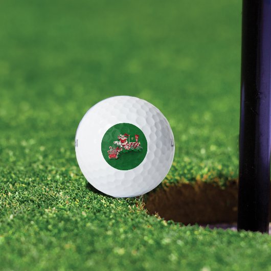 Vintager Santa Claus Peppermint Candy Train Golfball