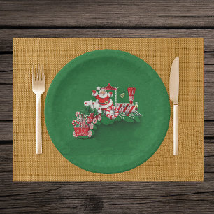 Vintager Santa Claus Peppermint Candy Train Pappteller