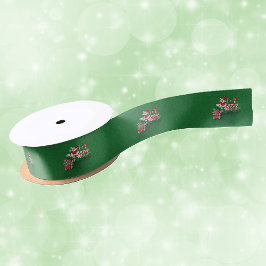 Vintager Santa Claus Peppermint Candy Train Satinband