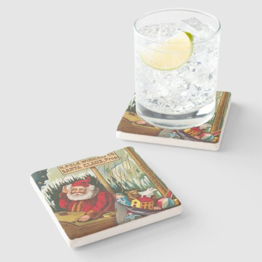 Vintager Santa Claus Radio Broadcast Steinuntersetzer (Seitenansicht)