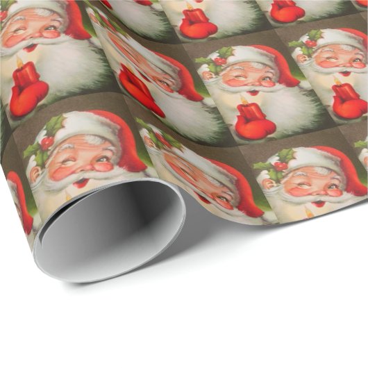 Vintager Santa Claus Red Candle Geschenkpapier (Rolleneckpunkt)