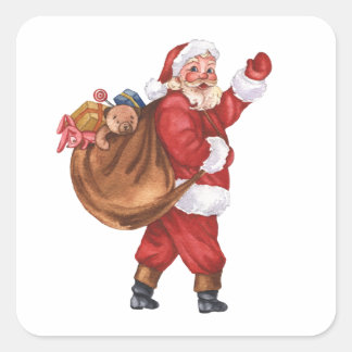 Vintager Santa Claus-Sticker Quadratischer Aufkleber