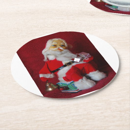 Vintager Santa Claus Toy Runder Pappuntersetzer (Angewinkelt)