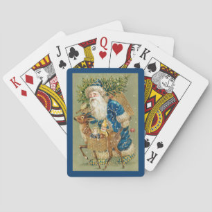 Vintager Santa Claus Tree Reindeer Frohe Weihnacht Spielkarten