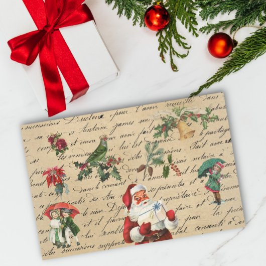 Vintager Santa Decoupage Viktorianisch Seidenpapier