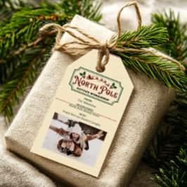 Vintager Santa Delivery am Nordpol Geschenkanhänger