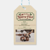 Vintager Santa Delivery am Nordpol Geschenkanhänger (Rückseite)