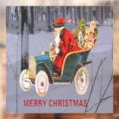 Vintager Santa Driving Moderne Schneeszene 8x8 Vin Fensteraufkleber (Blatt 2)