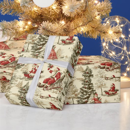 Vintager Santa Forest Geschenkpapier (Feiertage)