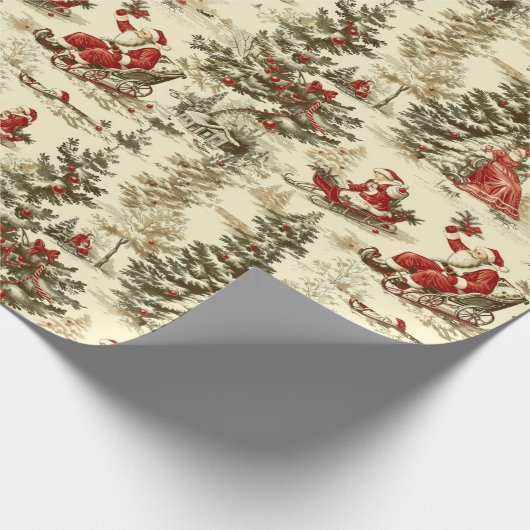 Vintager Santa Forest Geschenkpapier (Ecke)
