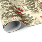 Vintager Santa Forest Geschenkpapier (Rolleneckpunkt)