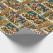 Vintager Santa in Roadster und Sidecar-Fahrrad Geschenkpapier (Ecke)