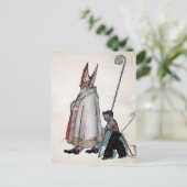 Vintager Santa & Krampus Postkarte (Stehend Vorderseite)