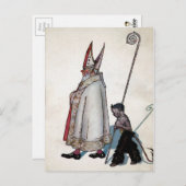 Vintager Santa & Krampus Postkarte (Vorne/Hinten)