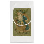 Vintager Santa mit Baum Kleine Geschenktüte (Rückseite)