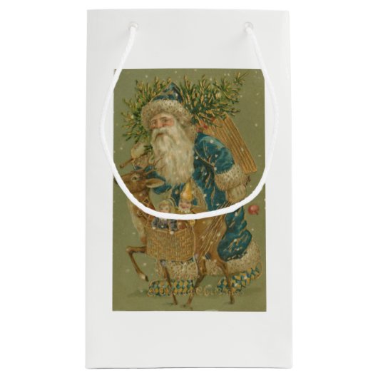Vintager Santa mit Baum Kleine Geschenktüte (Rückseite)