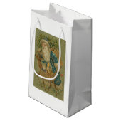 Vintager Santa mit Baum Kleine Geschenktüte (Rückseite Schrägansicht)