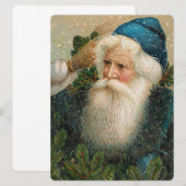 Vintager Santa mit Blue Cap Einladung (Vorne/Hinten)