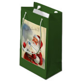 Vintager Santa mit Gegenwart Kleine Geschenktüte (Rückseite Schrägansicht)
