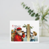 Vintager Santa mit Telefon Feiertagspostkarte (Stehend Vorderseite)