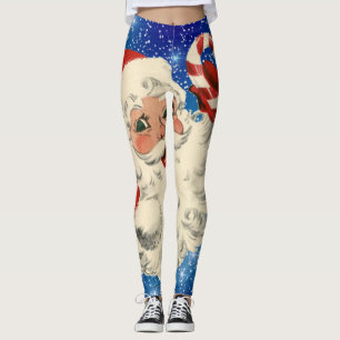 Vintager Santa mit Zuckerrohr-Leggings Leggings