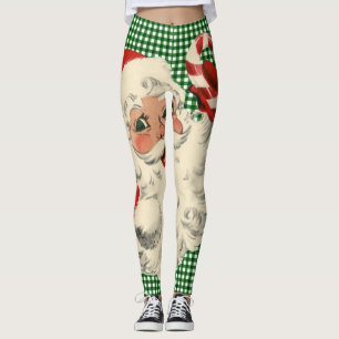 Vintager Santa mit Zuckerrohr-Leggings Leggings