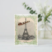 Vintager Santa over Paris Weihnachtskarte Feiertagspostkarte (Stehend Vorderseite)