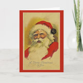 Vintager Santa Portrait Feiertagskarte (Vorderseite)
