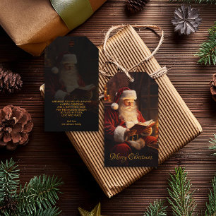Vintager Santa Reading Geschenkanhänger