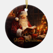Vintager Santa Reading Keramik Ornament (Vorne)