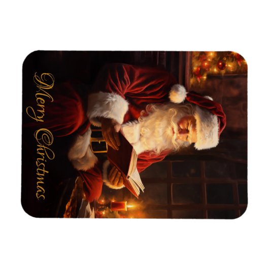 Vintager Santa Reading Magnet (Horizontal)